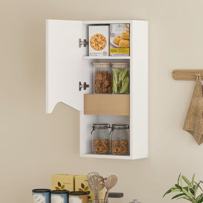 Wall-Mounted Bathroom Cabinet with Soft-Close Door, Adjustable Shelf & Open Compartment, 30x17x67 cm (White)