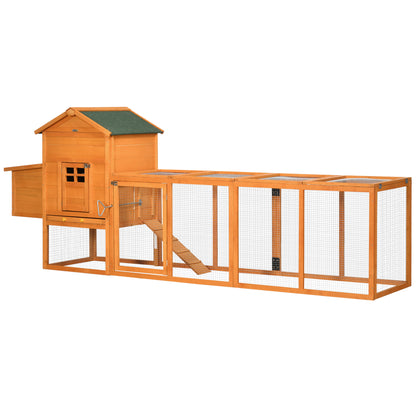 Wooden Chicken House, Chicken Coop for Outdoor Chickens, with Nest, Separate Nest, Multiple Doors, Removable Bottom, for 3 to 6 Chickens, Made of Solid Wood, Orange