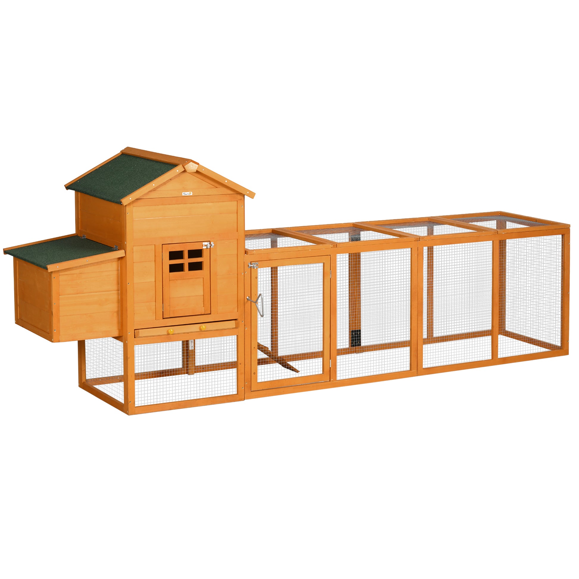 Wooden Chicken House, Chicken Coop for Outdoor Chickens, with Nest, Separate Nest, Multiple Doors, Removable Bottom, for 3 to 6 Chickens, Made of Solid Wood, Orange