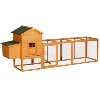 Wooden Chicken House, Chicken Coop for Outdoor Chickens, with Nest, Separate Nest, Multiple Doors, Removable Bottom, for 3 to 6 Chickens, Made of Solid Wood, Orange