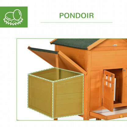 Wooden Chicken House, Chicken Coop for Outdoor Chickens, with Nest, Separate Nest, Multiple Doors, Removable Bottom, for 3 to 6 Chickens, Made of Solid Wood, Orange