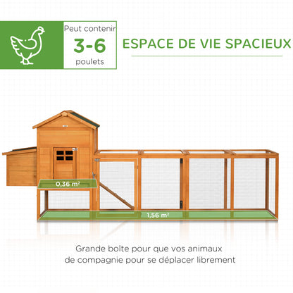 Wooden Chicken House, Chicken Coop for Outdoor Chickens, with Nest, Separate Nest, Multiple Doors, Removable Bottom, for 3 to 6 Chickens, Made of Solid Wood, Orange