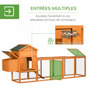 Wooden Chicken House, Chicken Coop for Outdoor Chickens, with Nest, Separate Nest, Multiple Doors, Removable Bottom, for 3 to 6 Chickens, Made of Solid Wood, Orange