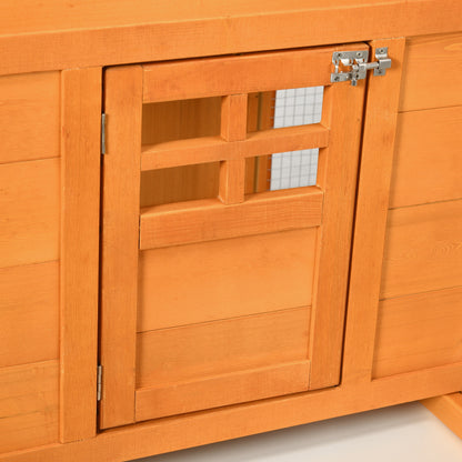 Wooden Chicken House, Chicken Coop for Outdoor Chickens, with Nest, Separate Nest, Multiple Doors, Removable Bottom, for 3 to 6 Chickens, Made of Solid Wood, Orange