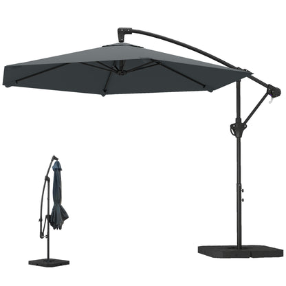 3 m Offset Cantilever Umbrella with Crank & Locking Arm — Water-Resistant, UPF 30+, Dark Gray
