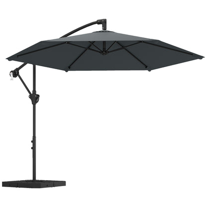 3 m Offset Cantilever Umbrella with Crank & Locking Arm — Water-Resistant, UPF 30+, Dark Gray