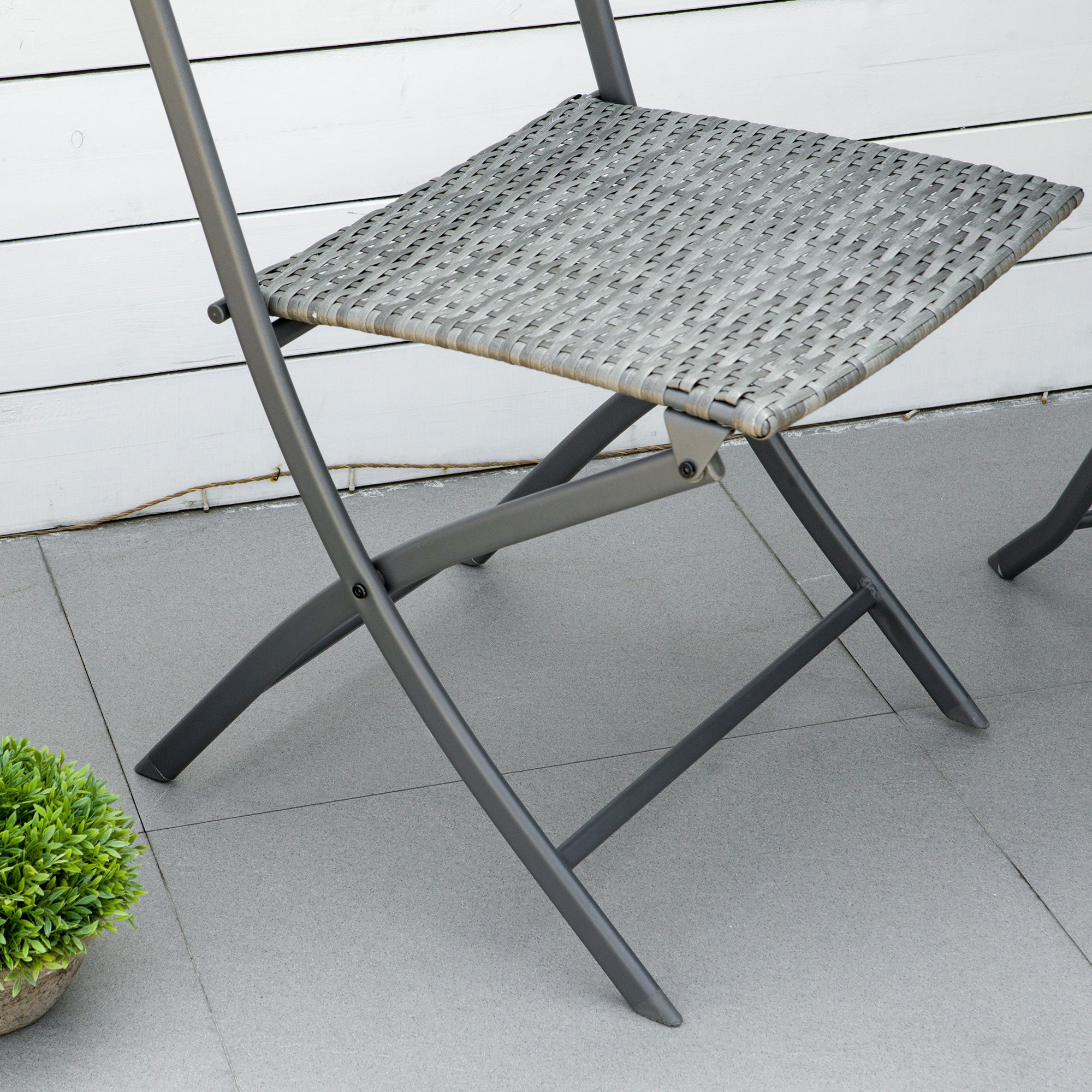 Polyrattan Garden Furniture Set, Outdoor Lounge Balcony Furniture for 2 Persons, 3-Piece Seating Group, 2 Chairs, Table, Weatherproof Garden Lounge for Garden, Terrace, Balcony, Gray