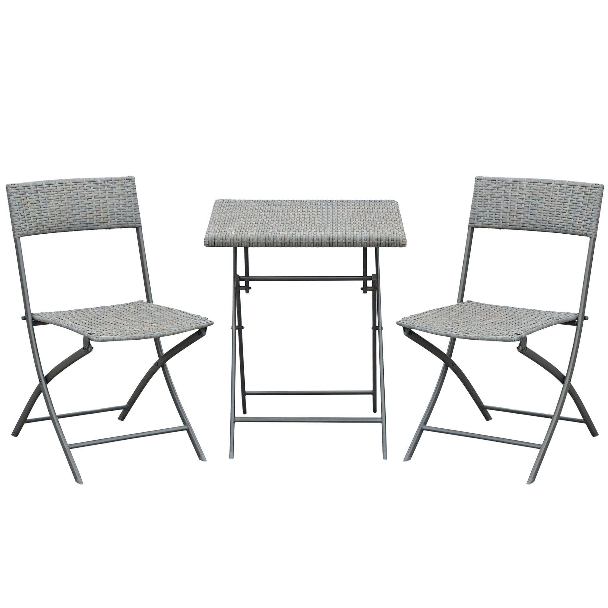 Polyrattan Garden Furniture Set, Outdoor Lounge Balcony Furniture for 2 Persons, 3-Piece Seating Group, 2 Chairs, Table, Weatherproof Garden Lounge for Garden, Terrace, Balcony, Gray