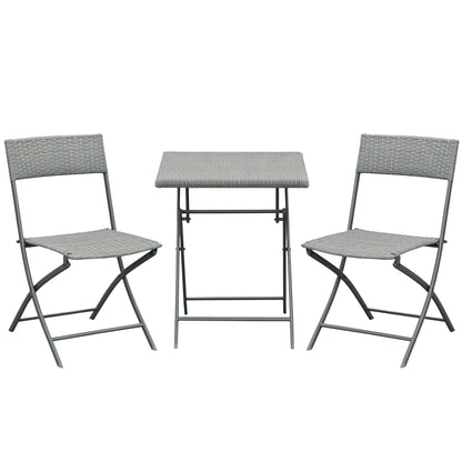 Polyrattan Garden Furniture Set, Outdoor Lounge Balcony Furniture for 2 Persons, 3-Piece Seating Group, 2 Chairs, Table, Weatherproof Garden Lounge for Garden, Terrace, Balcony, Gray