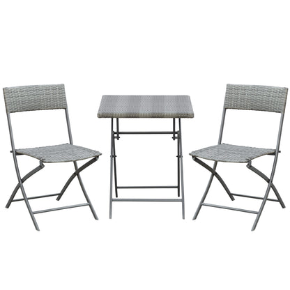 Polyrattan Garden Furniture Set, Outdoor Lounge Balcony Furniture for 2 Persons, 3-Piece Seating Group, 2 Chairs, Table, Weatherproof Garden Lounge for Garden, Terrace, Balcony, Gray