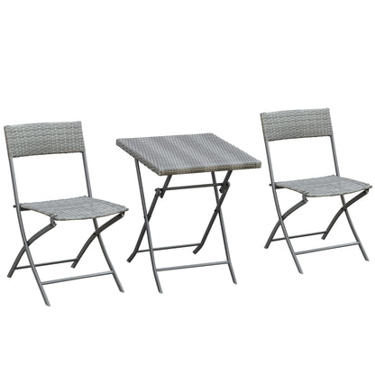 Polyrattan Garden Furniture Set, Outdoor Lounge Balcony Furniture for 2 Persons, 3-Piece Seating Group, 2 Chairs, Table, Weatherproof Garden Lounge for Garden, Terrace, Balcony, Gray