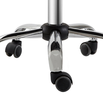 Rolling Stool Work Stool with Adjustable Height 44-56 cm and Backrest, 360° Swivel Office Stool for Massage Salon, Office, Clinic, White