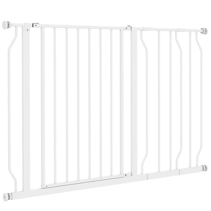 Door Guard Stair Guard with 10/20 cm Extension Door Gate without Drilling Stair Gate for Widths 75-115 cm Swivelable on Both Sides Steel White