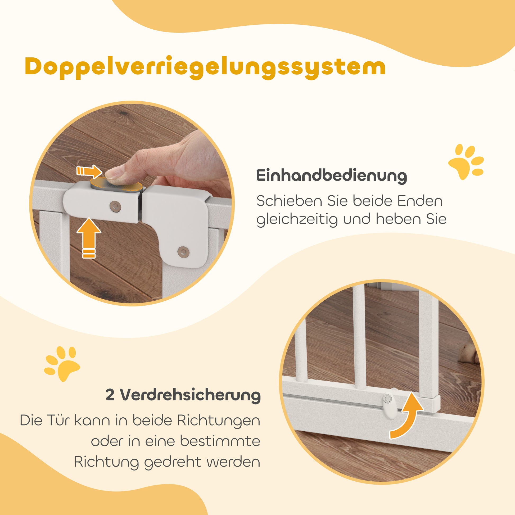 Door Guard Stair Guard with 10/20 cm Extension Door Gate without Drilling Stair Gate for Widths 75-115 cm Swivelable on Both Sides Steel White