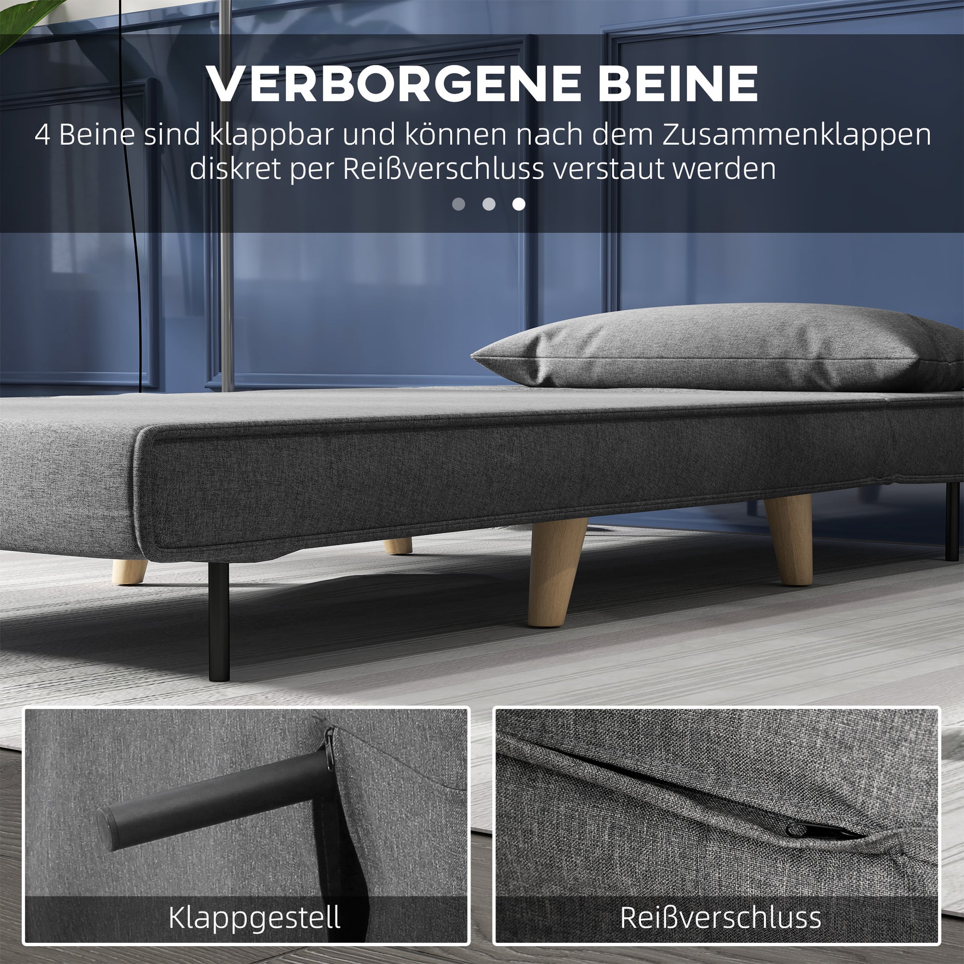 Single Sofa Sleeper Sofa Bed Foldable Sofa Adjustable Backrest Recliner Nordic Scandinavian 25D Foam Home Linen Imitation Pine Gray 94 x 78 x 80 cm