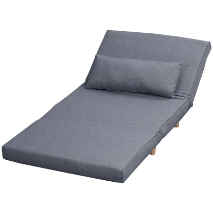 Single Sofa Sleeper Sofa Bed Foldable Sofa Adjustable Backrest Recliner Nordic Scandinavian 25D Foam Home Linen Imitation Pine Gray 94 x 78 x 80 cm