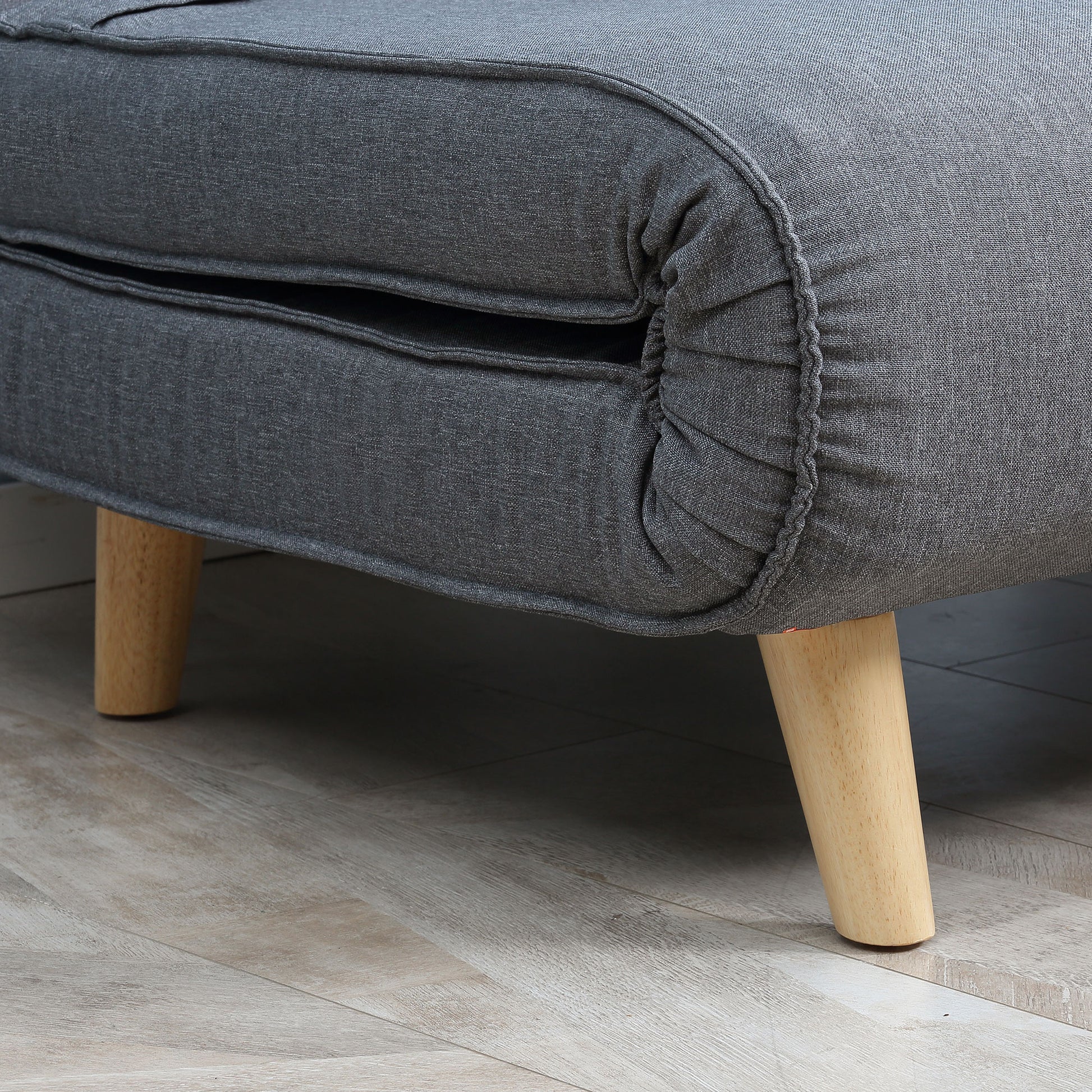 Single Sofa Sleeper Sofa Bed Foldable Sofa Adjustable Backrest Recliner Nordic Scandinavian 25D Foam Home Linen Imitation Pine Gray 94 x 78 x 80 cm