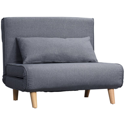 Single Sofa Sleeper Sofa Bed Foldable Sofa Adjustable Backrest Recliner Nordic Scandinavian 25D Foam Home Linen Imitation Pine Gray 94 x 78 x 80 cm