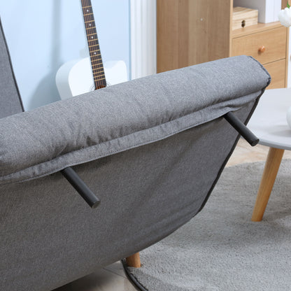 Single Sofa Sleeper Sofa Bed Foldable Sofa Adjustable Backrest Recliner Nordic Scandinavian 25D Foam Home Linen Imitation Pine Gray 94 x 78 x 80 cm