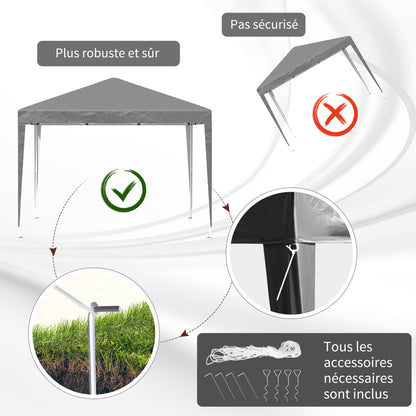 Outdoor Garden Gazebo 3x3m Folding Pop-up Gazebo Foldable Garden Marquee Anti-UV + Carry Bag Steel Oxford Grey