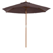 Garden Umbrella Ø250x230 cm Terrace Parasol with 6 Bamboo Ribs Detachable Post Anti-UV Waterproof Wood Frame for Beach Patio Brown