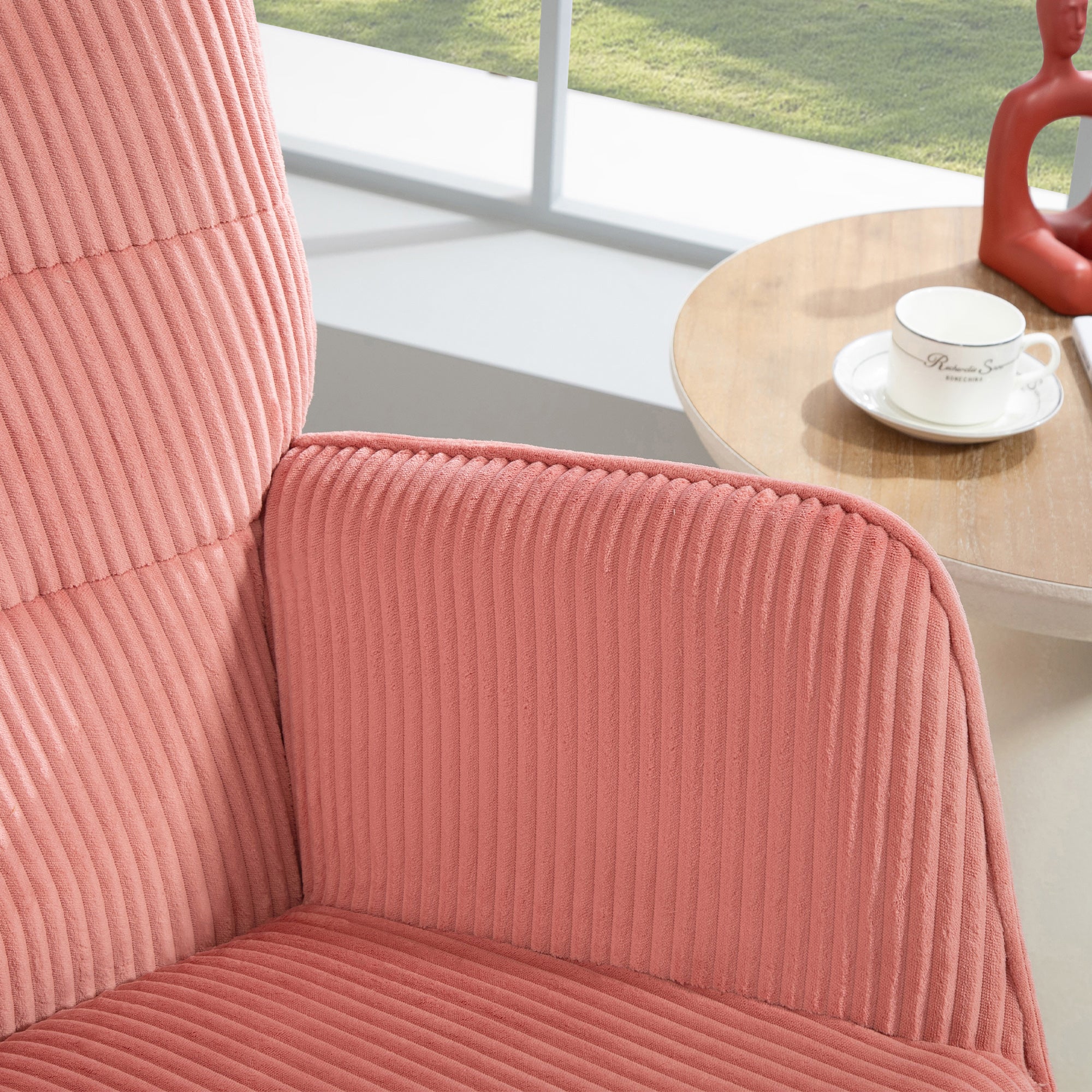Rocking Chair, Rocking Armchair with Corduroy Look, Armrest, Padded Chair with Wooden Rockers, Relax Chair for Living Room, Bedroom, up to 120kg Load Capacity, Pink