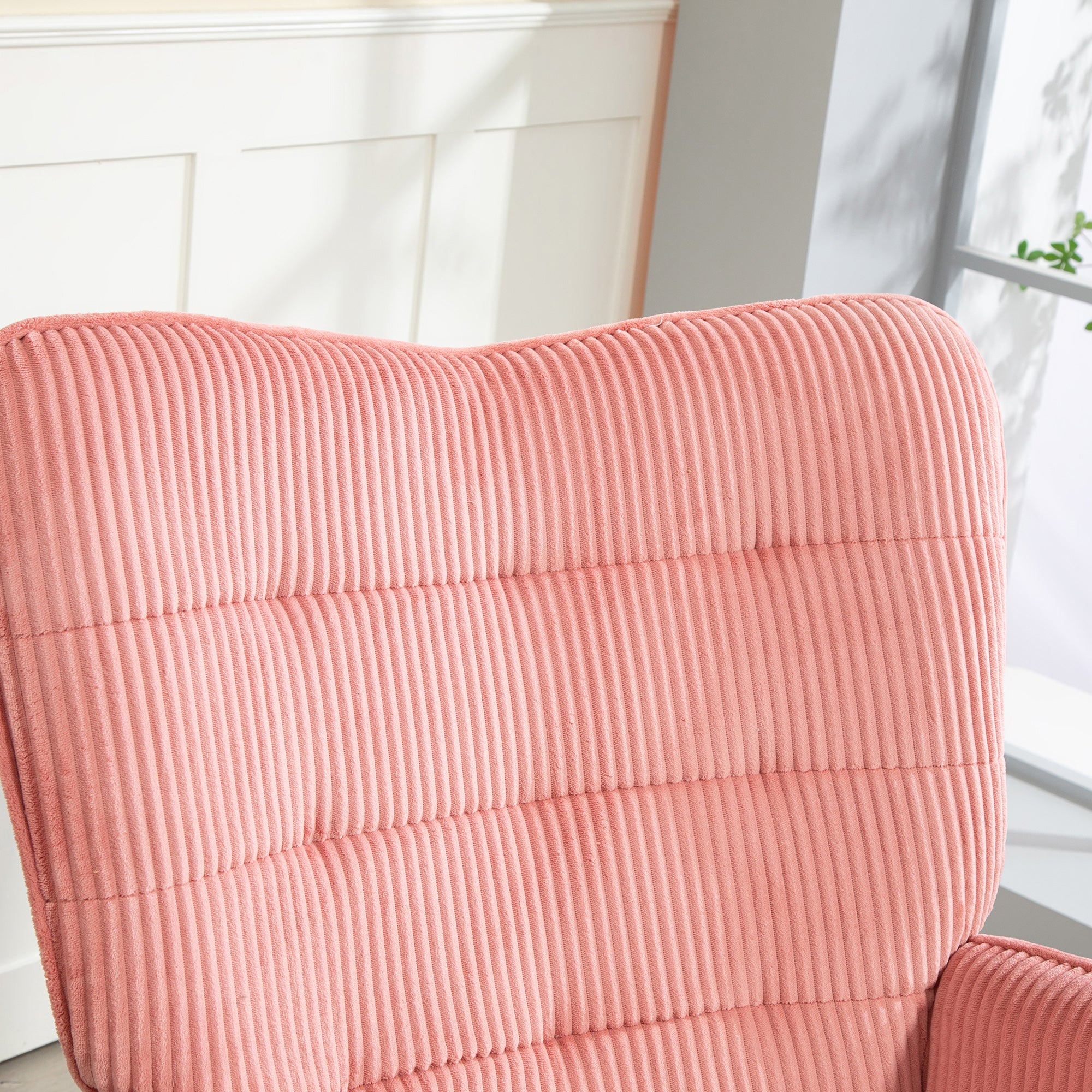 Rocking Chair, Rocking Armchair with Corduroy Look, Armrest, Padded Chair with Wooden Rockers, Relax Chair for Living Room, Bedroom, up to 120kg Load Capacity, Pink