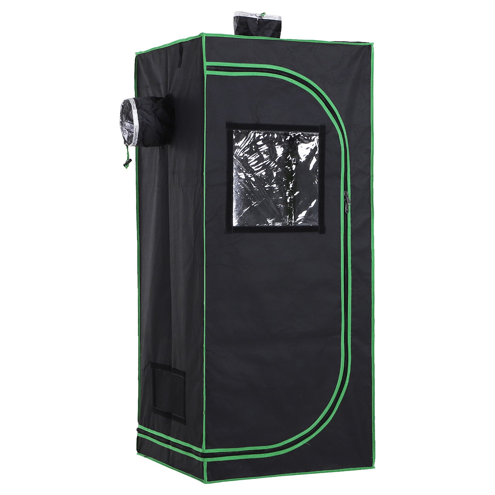 Hydroponic Tent in Oxford 600D with 3 Adjustable Air Outlets and Window, Hydroponic Greenhouse for Indoor Gardening with Cable Hole, 60x60x140 cm, Black