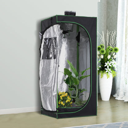 Hydroponic Tent in Oxford 600D with 3 Adjustable Air Outlets and Window, Hydroponic Greenhouse for Indoor Gardening with Cable Hole, 60x60x140 cm, Black