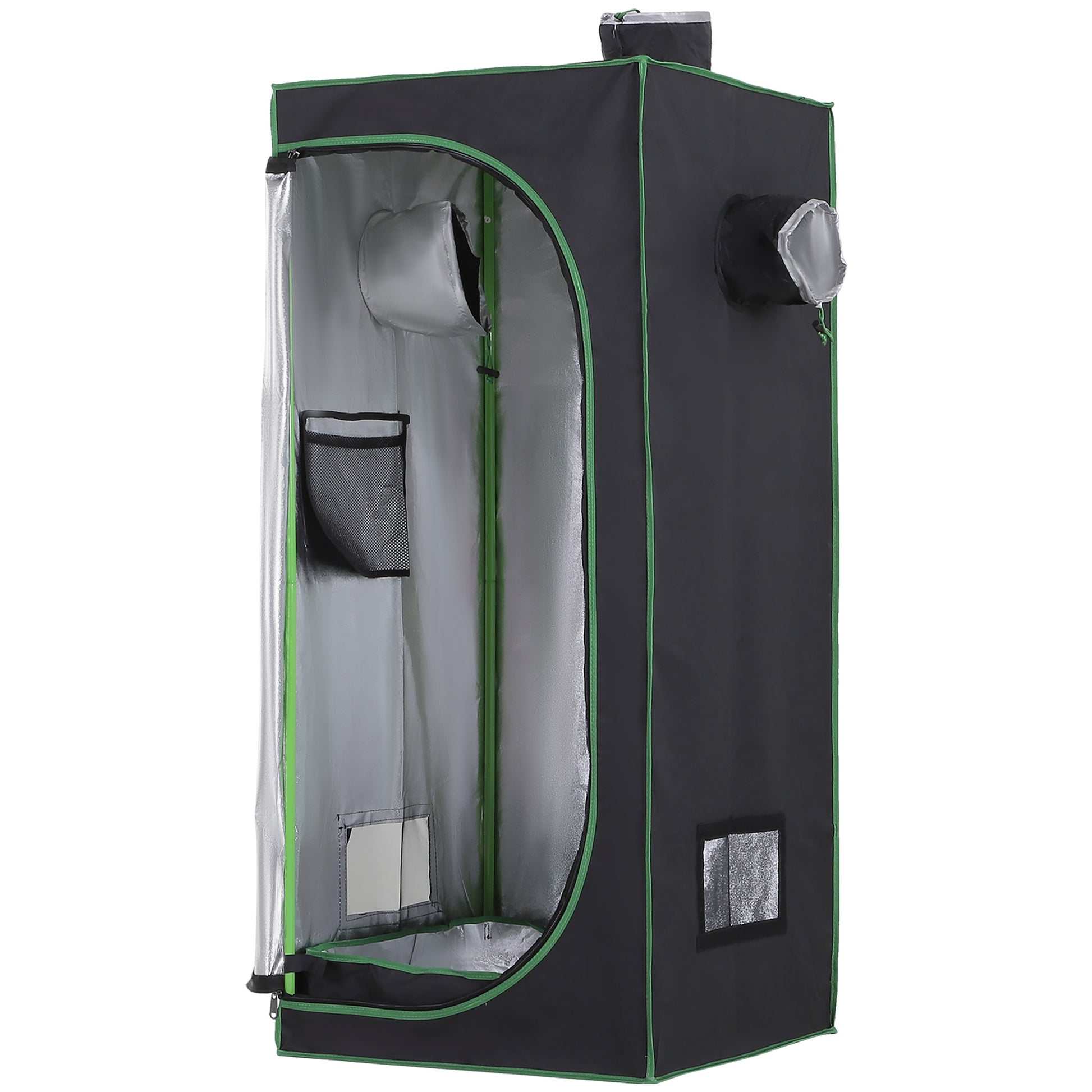 Hydroponic Tent in Oxford 600D with 3 Adjustable Air Outlets and Window, Hydroponic Greenhouse for Indoor Gardening with Cable Hole, 60x60x140 cm, Black