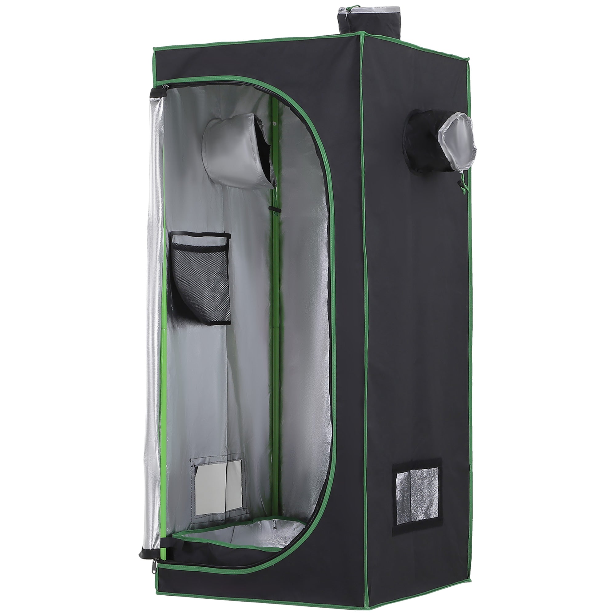 Hydroponic Tent in Oxford 600D with 3 Adjustable Air Outlets and Window, Hydroponic Greenhouse for Indoor Gardening with Cable Hole, 60x60x140 cm, Black