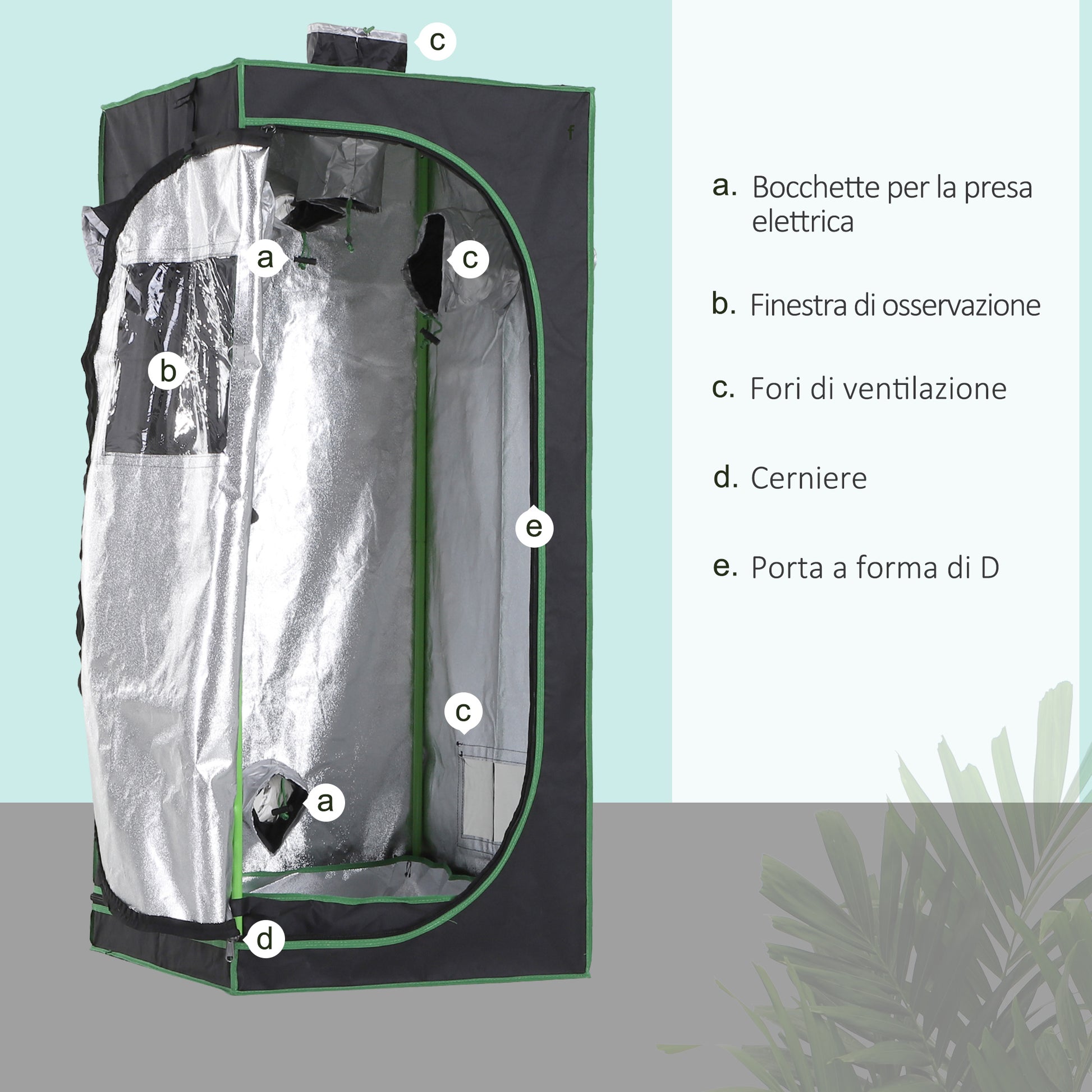 Hydroponic Tent in Oxford 600D with 3 Adjustable Air Outlets and Window, Hydroponic Greenhouse for Indoor Gardening with Cable Hole, 60x60x140 cm, Black