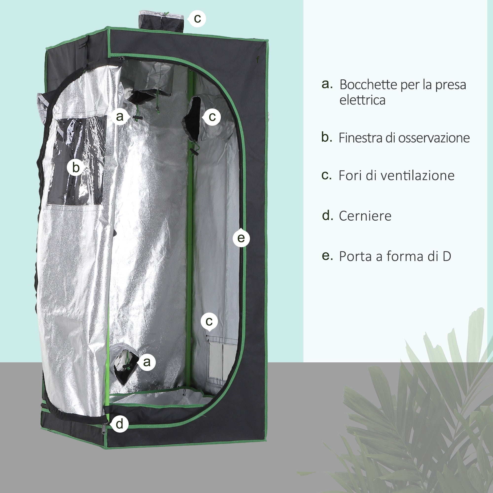 Hydroponic Tent in Oxford 600D with 3 Adjustable Air Outlets and Window, Hydroponic Greenhouse for Indoor Gardening with Cable Hole, 60x60x140 cm, Black