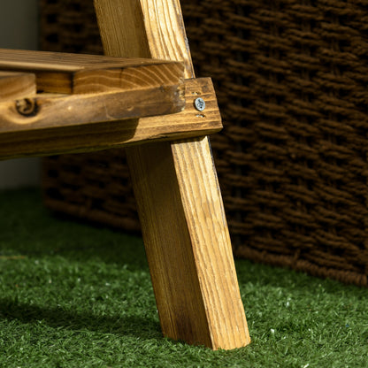 3-Tier Plant Stand, Foldable 93 cm High Flower Stand for Indoor Outdoor, Wooden Plant Shelf, Flower Pot Stand with Trays, Flower Steps for Living Room, Garden Balcony, Dark Brown