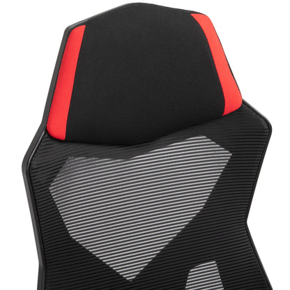 Ergonomic Office Chair, Gaming Chair, Swivel Chair with Footrest, PC Chair, Executive Chair, adjustable height, Polyester, Black+Red, 58 x 63 x 112-122 cm