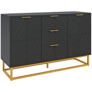 Modern Sideboard Buffet with 3 Drawers 2 Doors and Adjustable Shelf Side Cabinet for Dining Room Kitchen Anti-Tipping 120x40x76 cm Black