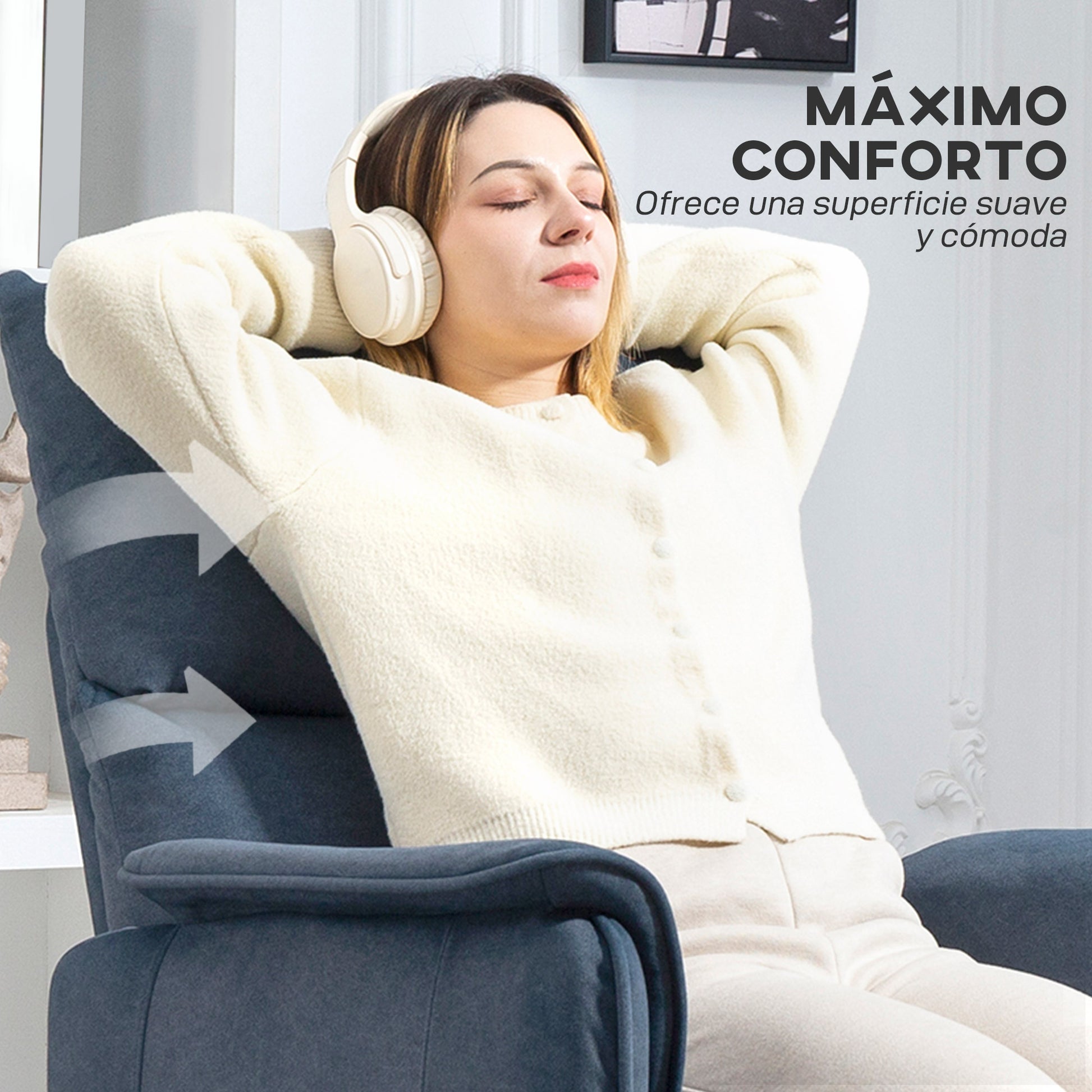 Electric Recliner Relax Armchair Silent Recliner with Memory Function Footrest Remote Control Side Pockets Pet-Friendly Fabric for Bedroom Living Room Dark Blue