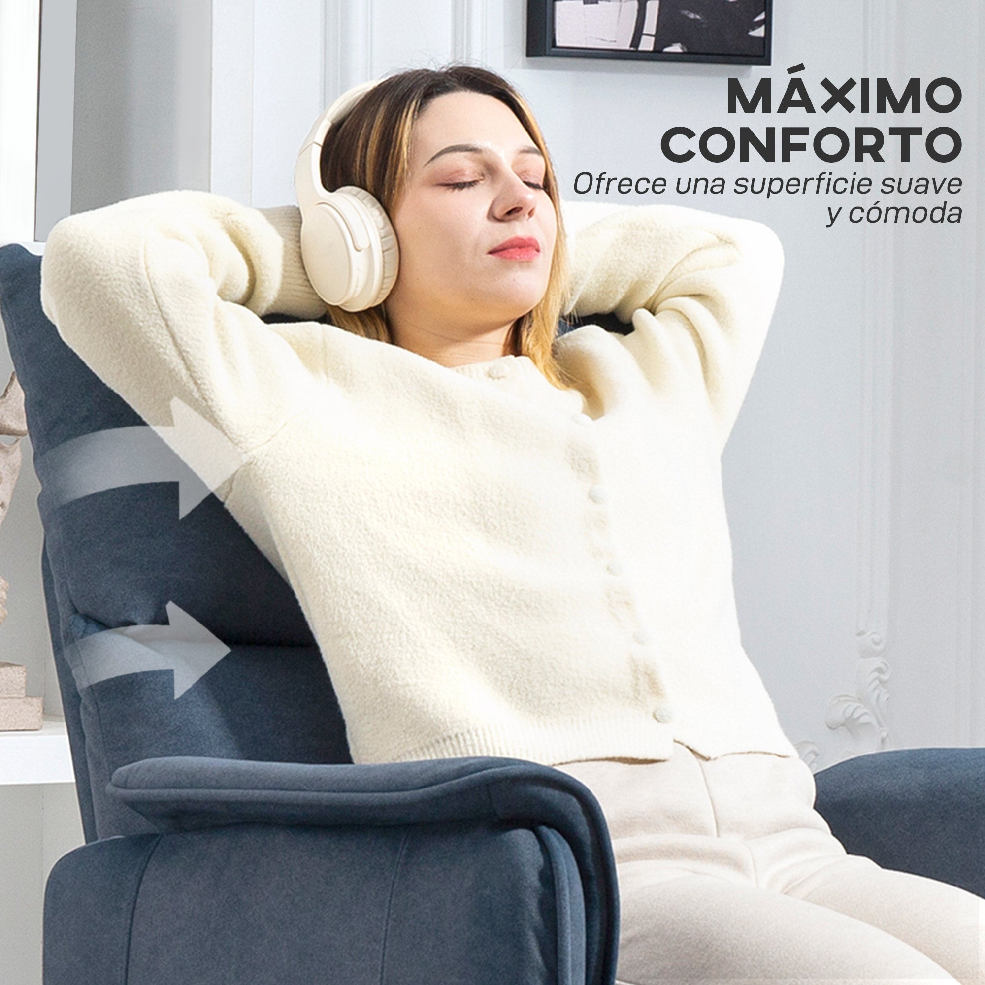 Electric Recliner Relax Armchair Silent Recliner with Memory Function Footrest Remote Control Side Pockets Pet-Friendly Fabric for Bedroom Living Room Dark Blue