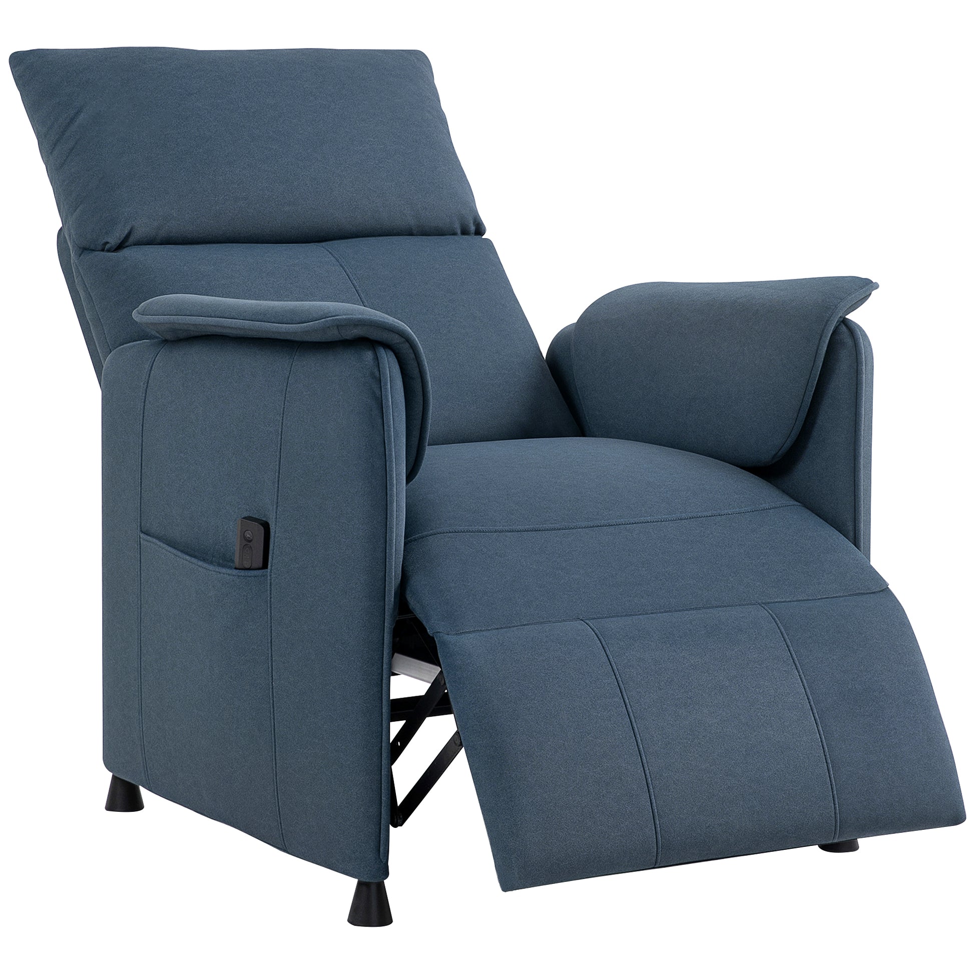 Electric Recliner Relax Armchair Silent Recliner with Memory Function Footrest Remote Control Side Pockets Pet-Friendly Fabric for Bedroom Living Room Dark Blue