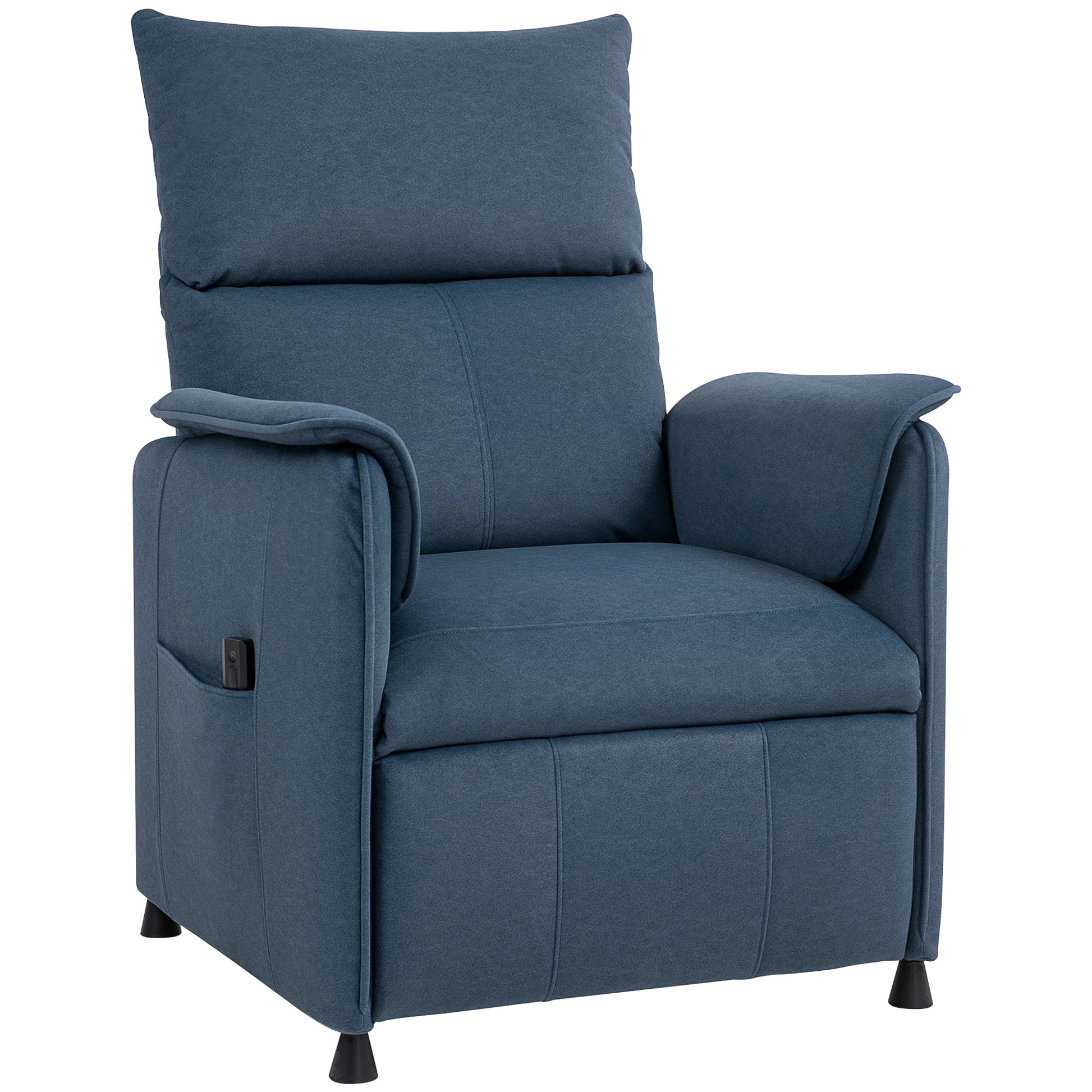 Electric Recliner Relax Armchair Silent Recliner with Memory Function Footrest Remote Control Side Pockets Pet-Friendly Fabric for Bedroom Living Room Dark Blue