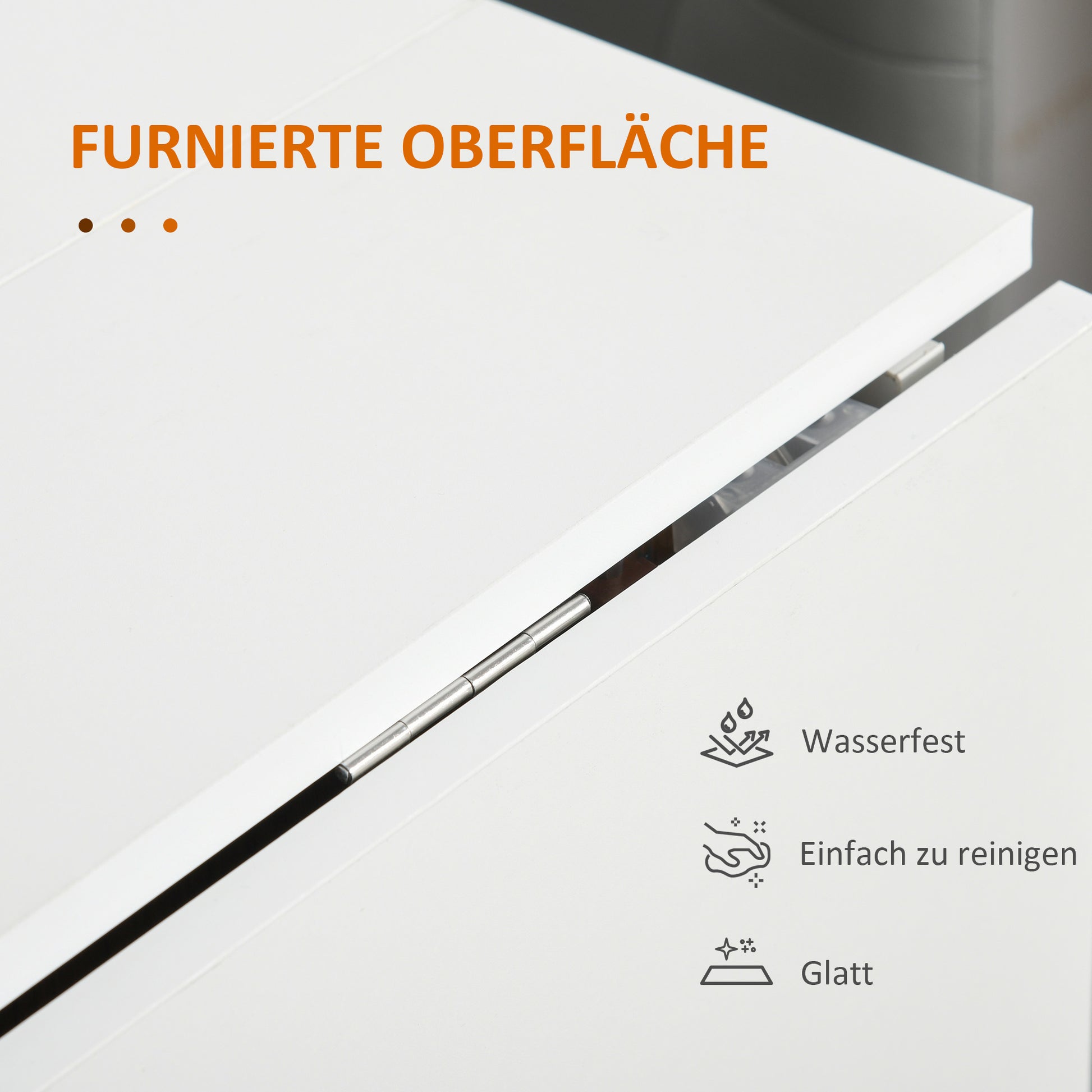 Folding Table Dining Table Mobile Desk with Folding Worktop Side Table with Casters Dining Table for Kitchen White