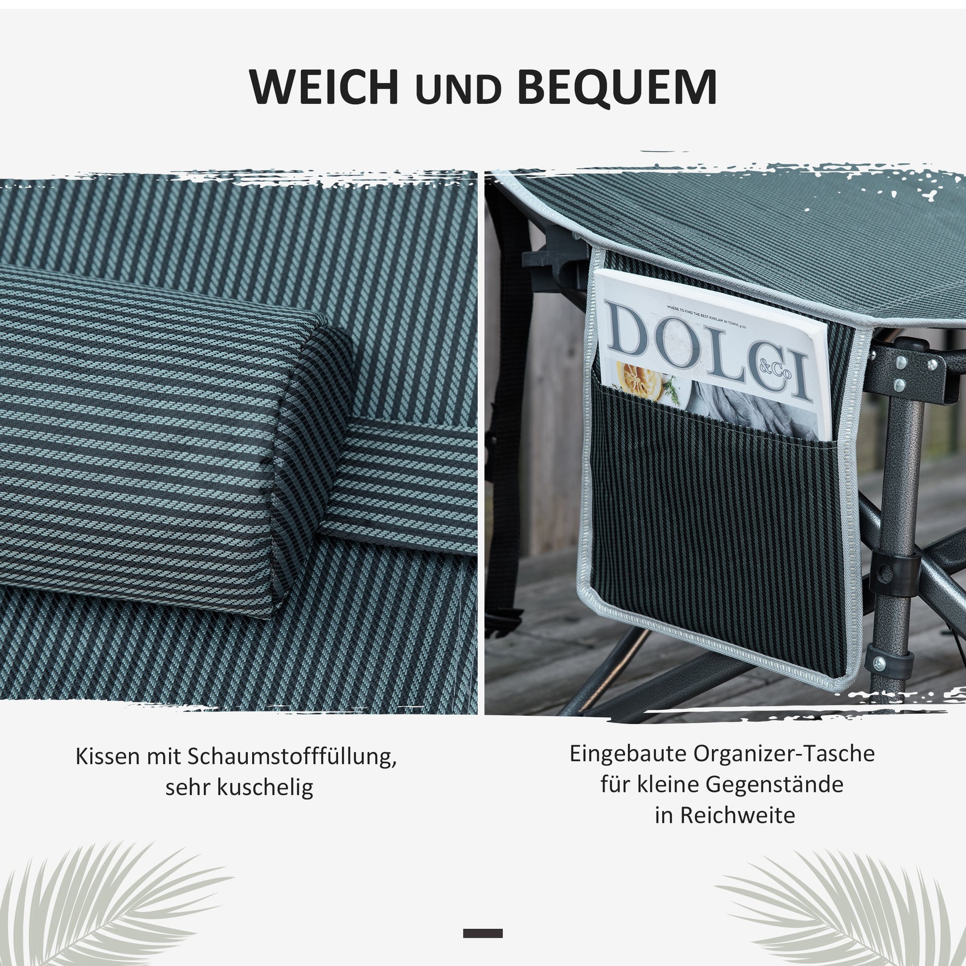 Folding Camping Cot Portable Bed with Pillow Side Pocket Mattress Guest Bed up to 150 kg Capacity Travel Outdoor Oxford Grey 188 x 64.5 x 53 cm