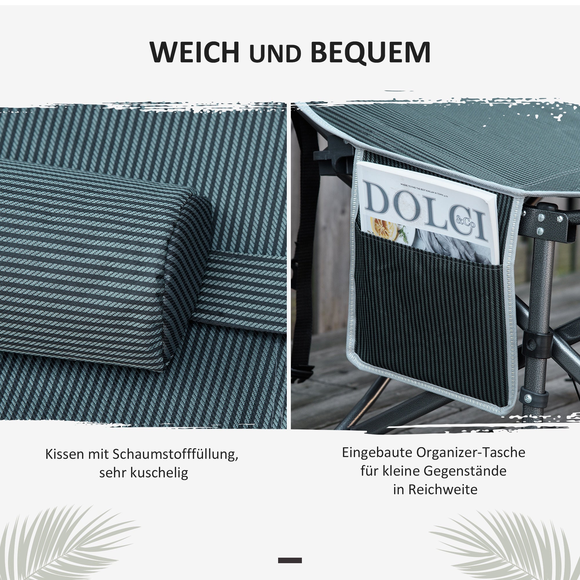 Folding Camping Cot Portable Bed with Pillow Side Pocket Mattress Guest Bed up to 150 kg Capacity Travel Outdoor Oxford Grey 188 x 64.5 x 53 cm