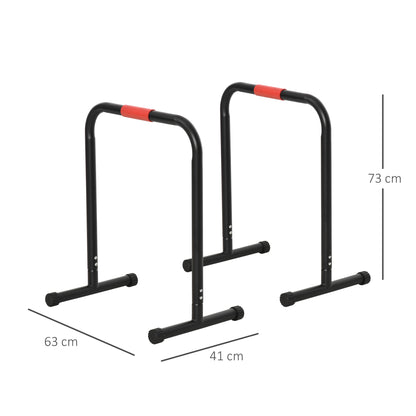 Parallel Bars Training Support with Extra Wide Handle for Inclined Push-Ups Bodybuilding Calisthenics Dips 63x41x73 cm Black
