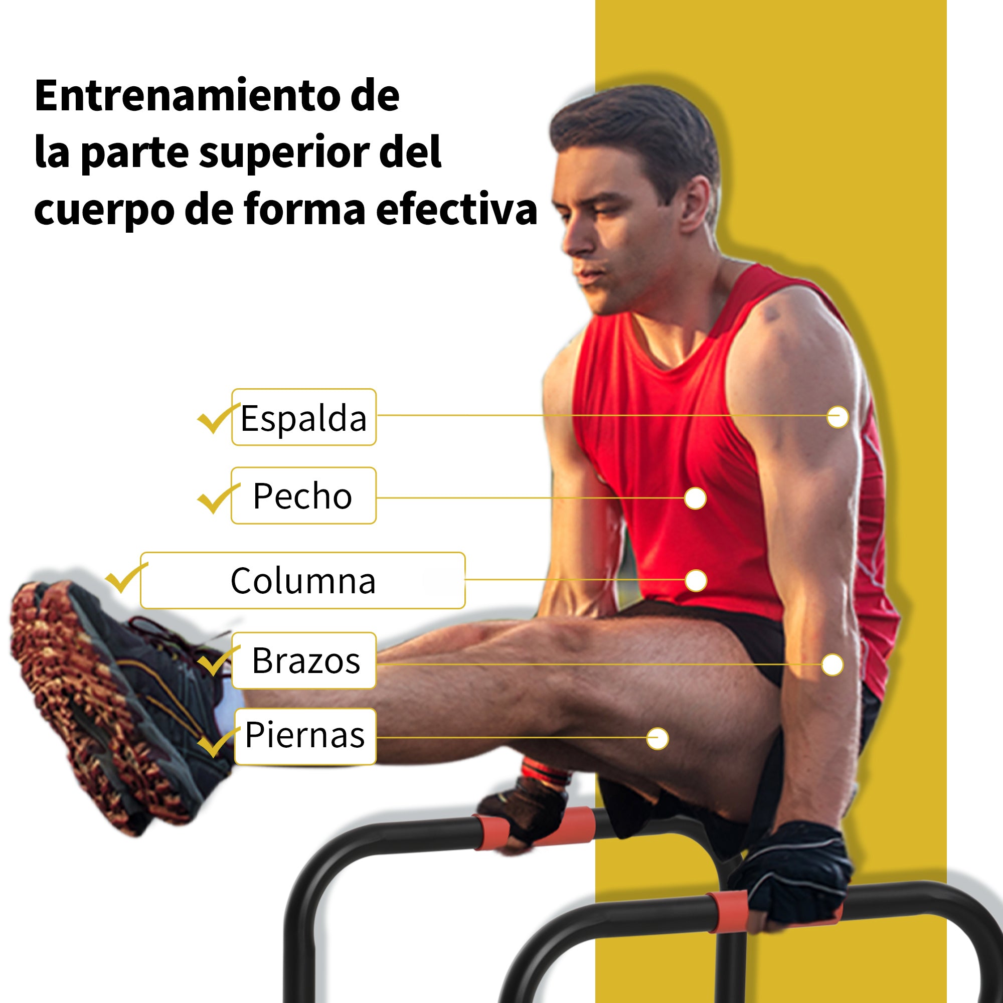 Parallel Bars Training Support with Extra Wide Handle for Inclined Push-Ups Bodybuilding Calisthenics Dips 63x41x73 cm Black