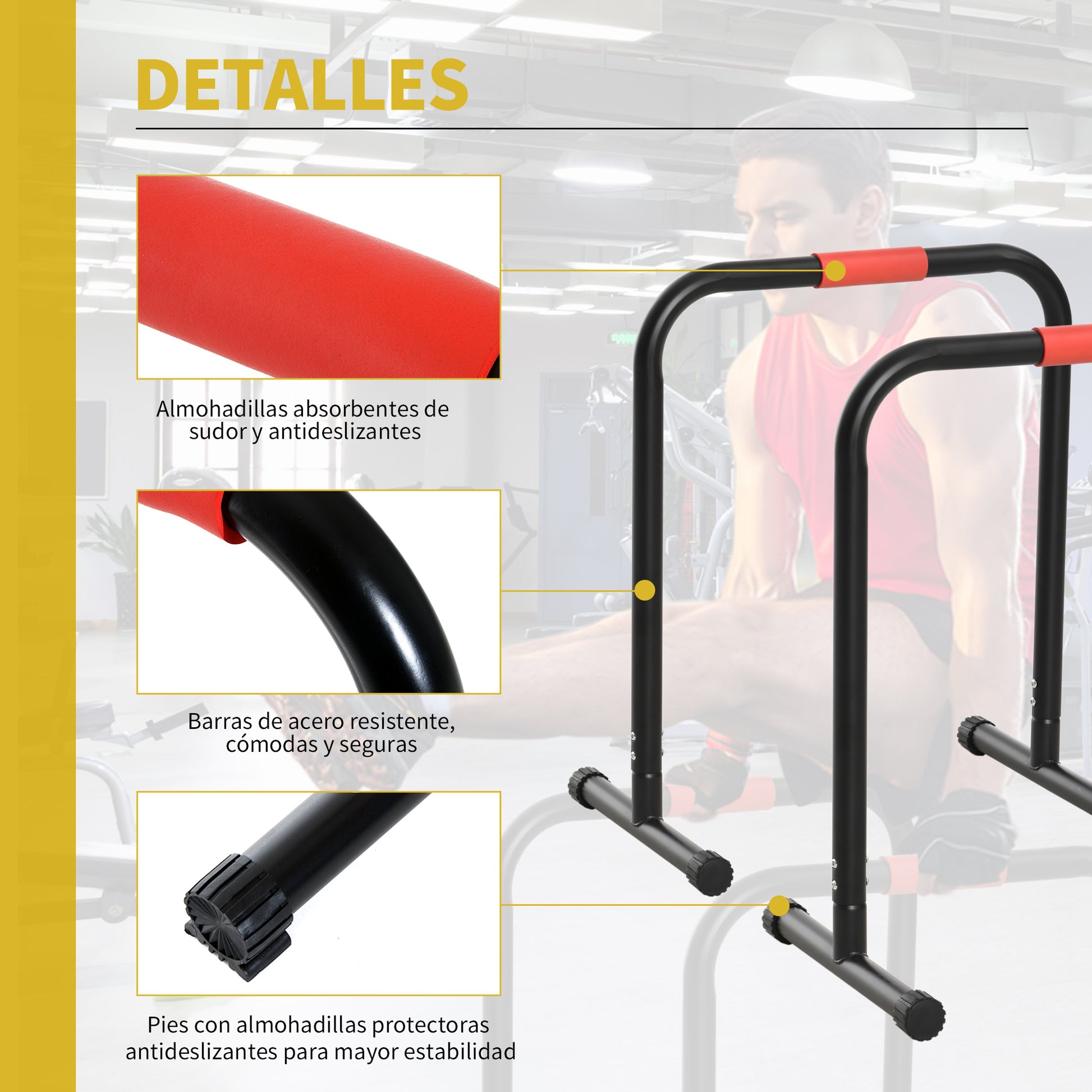 Parallel Bars Training Support with Extra Wide Handle for Inclined Push-Ups Bodybuilding Calisthenics Dips 63x41x73 cm Black