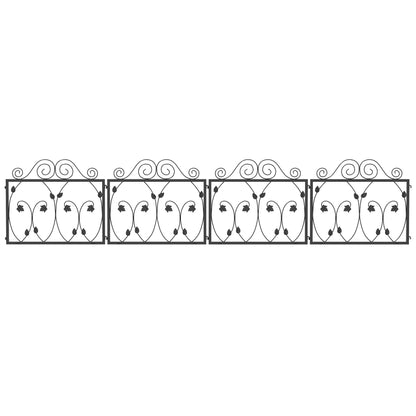 4-Panel Outdoor Garden Fences 22.44x18.70 inches Decorative Steel Garden Fence with Adjustable Angle for Patio Terrace 90.35x18.90 inches Black