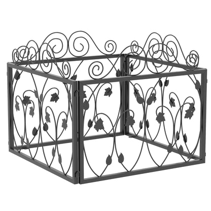 4-Panel Outdoor Garden Fences 22.44x18.70 inches Decorative Steel Garden Fence with Adjustable Angle for Patio Terrace 90.35x18.90 inches Black