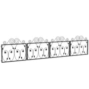 4-Panel Outdoor Garden Fences 22.44x18.70 inches Decorative Steel Garden Fence with Adjustable Angle for Patio Terrace 90.35x18.90 inches Black