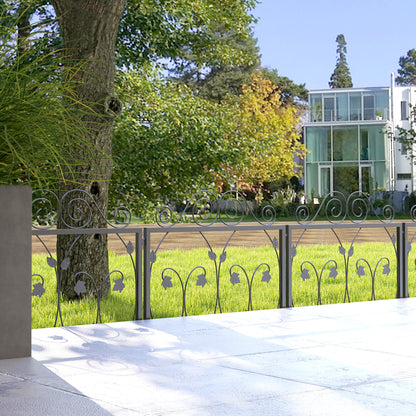 4-Panel Outdoor Garden Fences 22.44x18.70 inches Decorative Steel Garden Fence with Adjustable Angle for Patio Terrace 90.35x18.90 inches Black